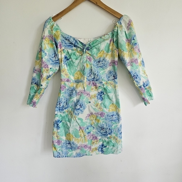 Zara Puff Sleeve Floral Poplin Mini Dress - Picture 5 of 12